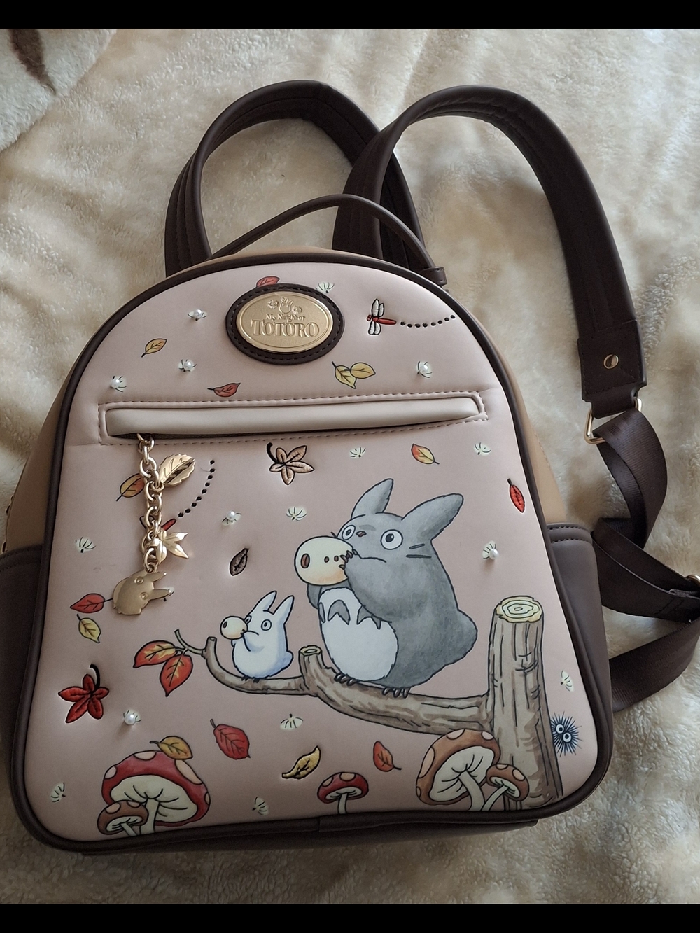 Loungefly Pink & Brown Totoro Autumn Mini Backpack - Picture 3 of 7